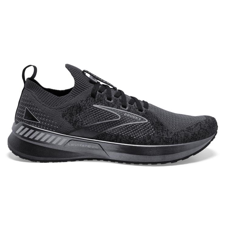 Brooks Levitate StealthFit GTS 5 Road Running Shoes - Men's - Black/Ebony/Grey/Charcoal (52043-TAXB)